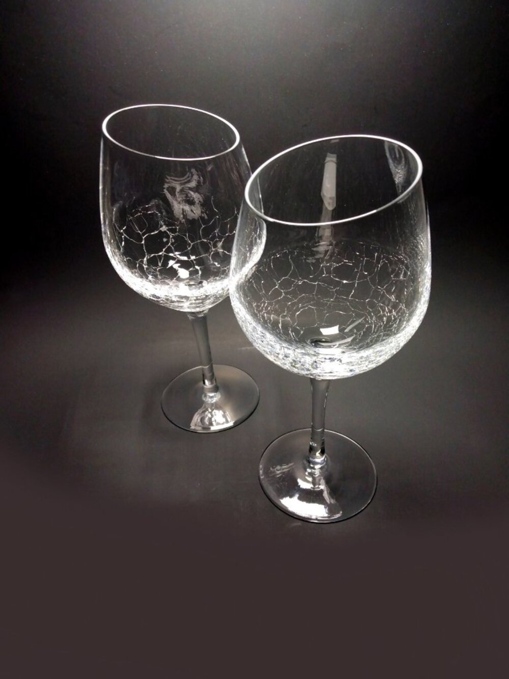 Pier 1 Angled Rim Crackle Wine Glasses Goblets 2pc Discontinued 18oz